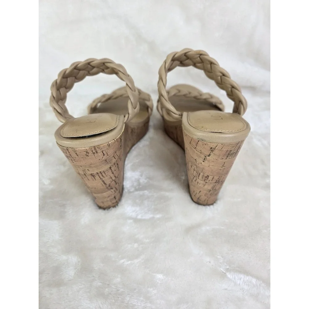 LC Lauren Conrad Braided Wedge Sandals Tan‎ Memory Foam Comfort Women's 7.5